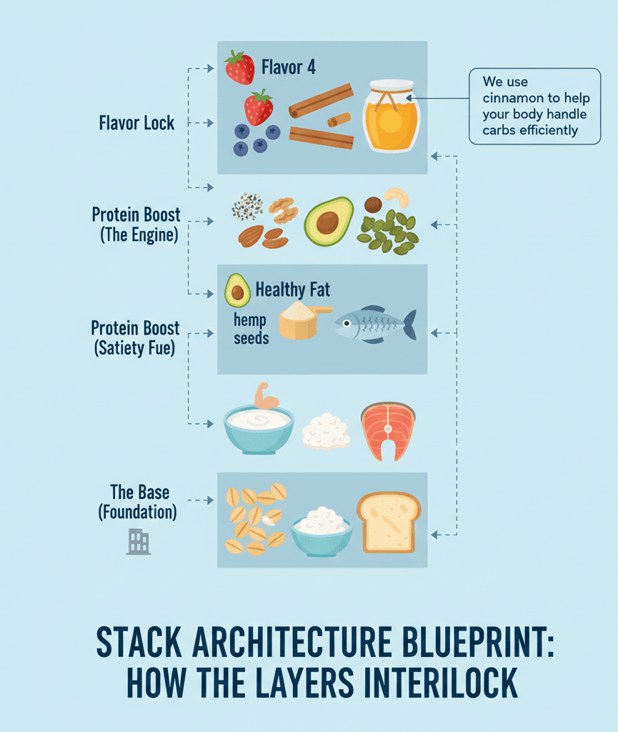 Stack Architecture Blueprint showing how the 4 layers interlock